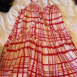 Avec Les Filles Red and White Strappy Dress